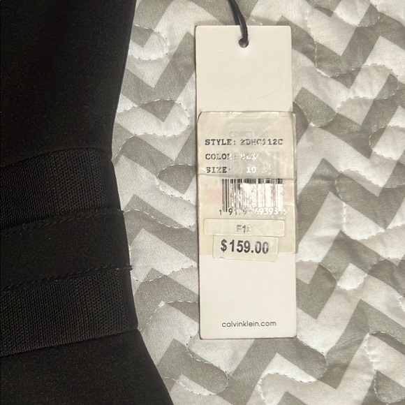 NWT Calvin Klein Black Sleeveless Cocktail Dress Mesh Stripes - Picture 5 of 14